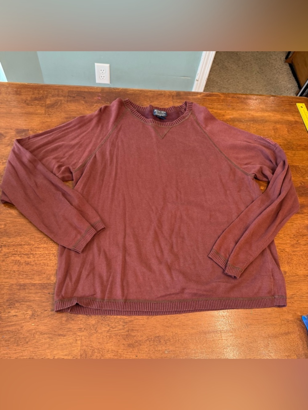 Vintage Polo Jeans Co Ralph Lauren Burgundy Raglan Cotton Sweater XL Y2K